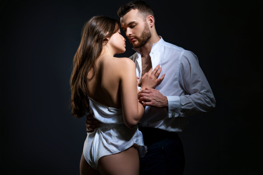 Couple sharing love and affair in a discreet manner